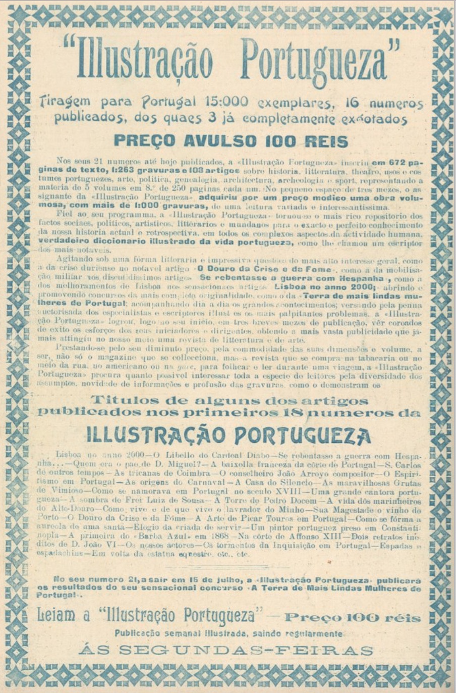 Ilustração Portuguesa tiragem e assinaturas