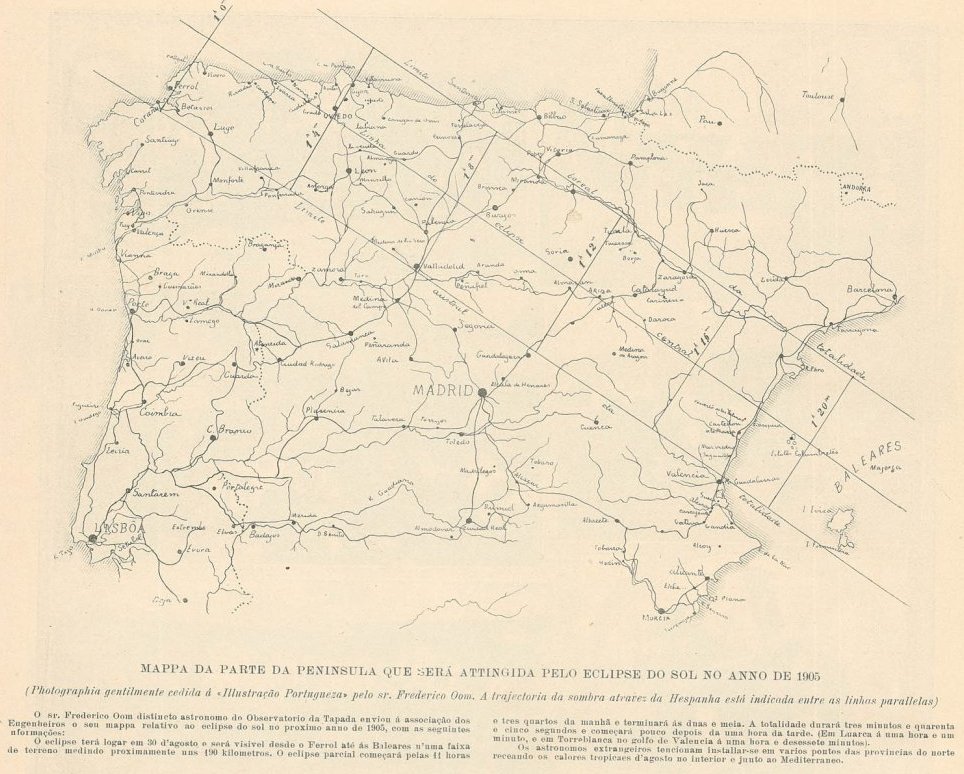 Mapa do eclipse de 1905 com informação